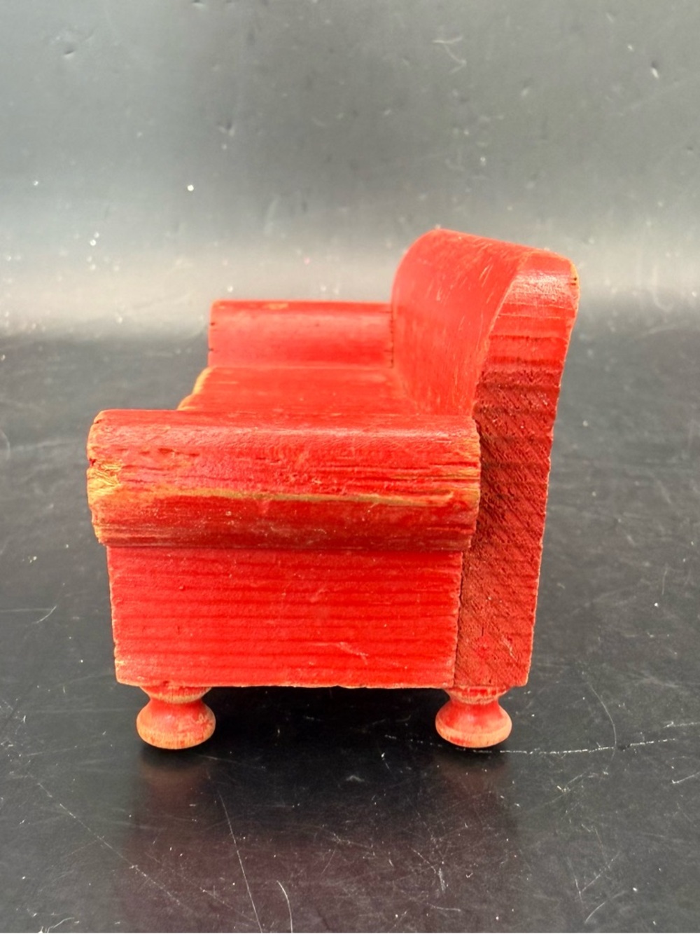VTG 30’s Strombecker Living Room Set Red Wooden Dollhouse Furniture 4 Piece Lot - Picture 8 of 16
